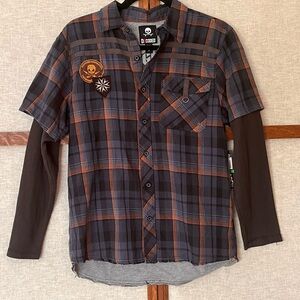 Decoded Youth Boy’s Plaid Shirt - Blue and Orange NWT - Large